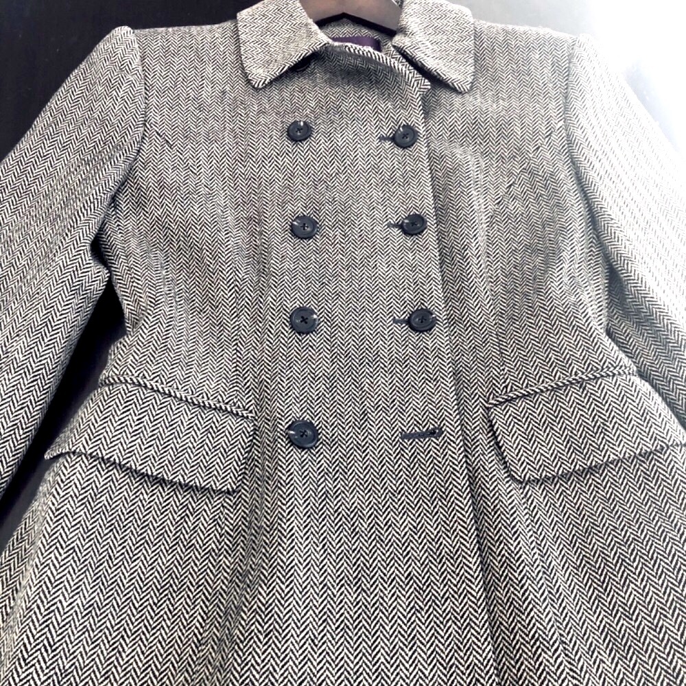 Vintage Fitted, RALPH LAUREN PURPLE LABEL B/W Herringbone Jacket.